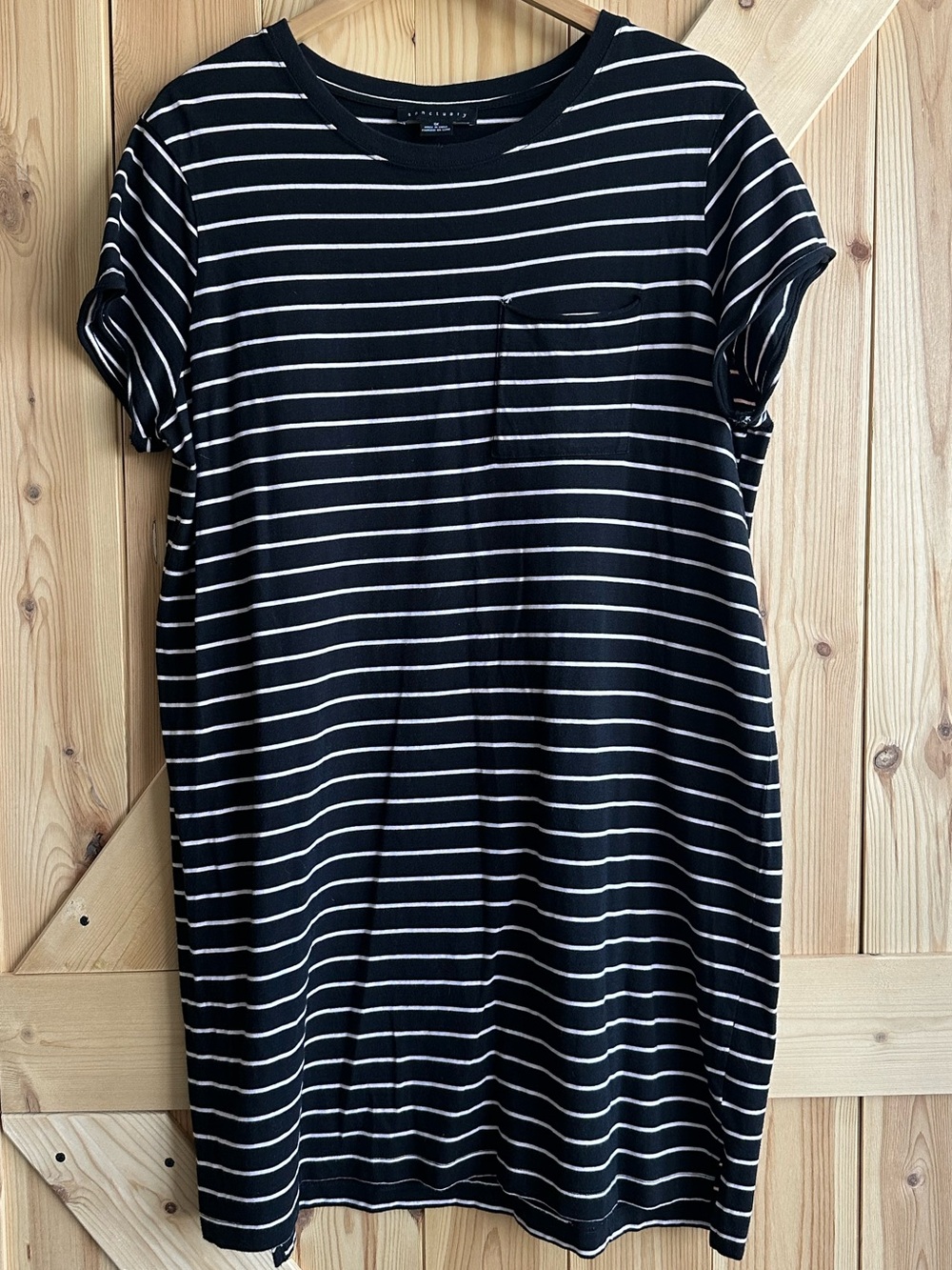 Sanctuary Black & White Striped Pocket T-Shirt Dress Size 1X